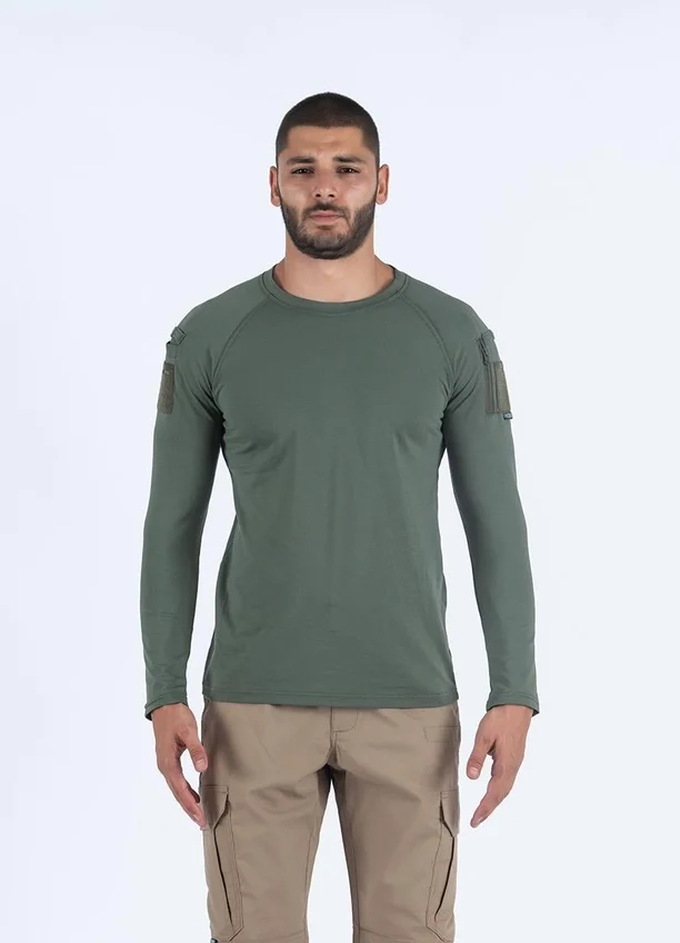 Combat Tactical Outdoor Tişört Günlük Sıfır Yaka Tişörtü T-Shirf - 801 - Haki
